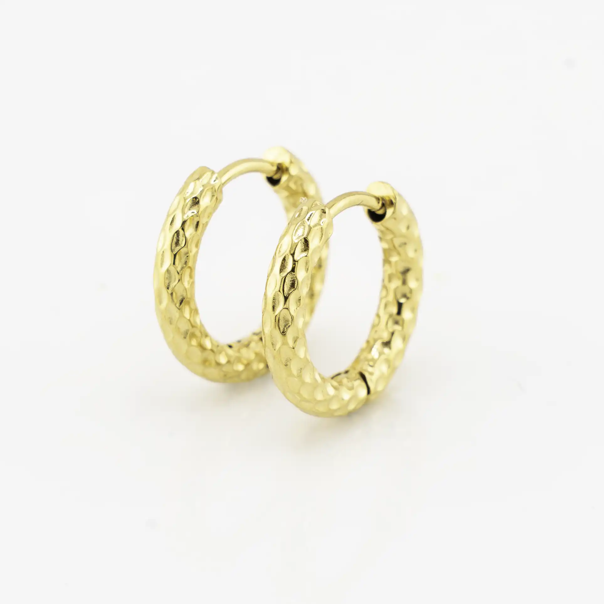 10mm Hammered Huggie Hoops