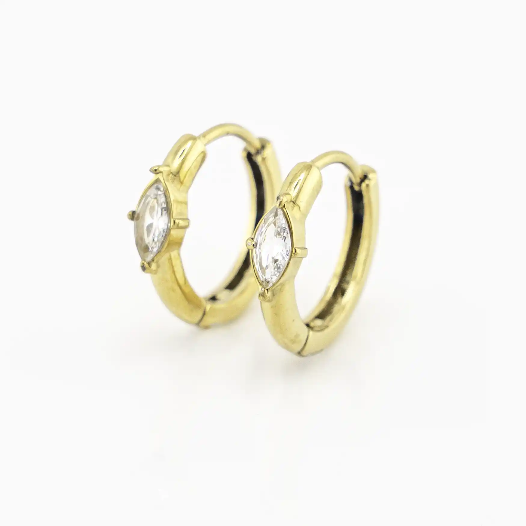 10mm Marquise Diamond Gold Hoops
