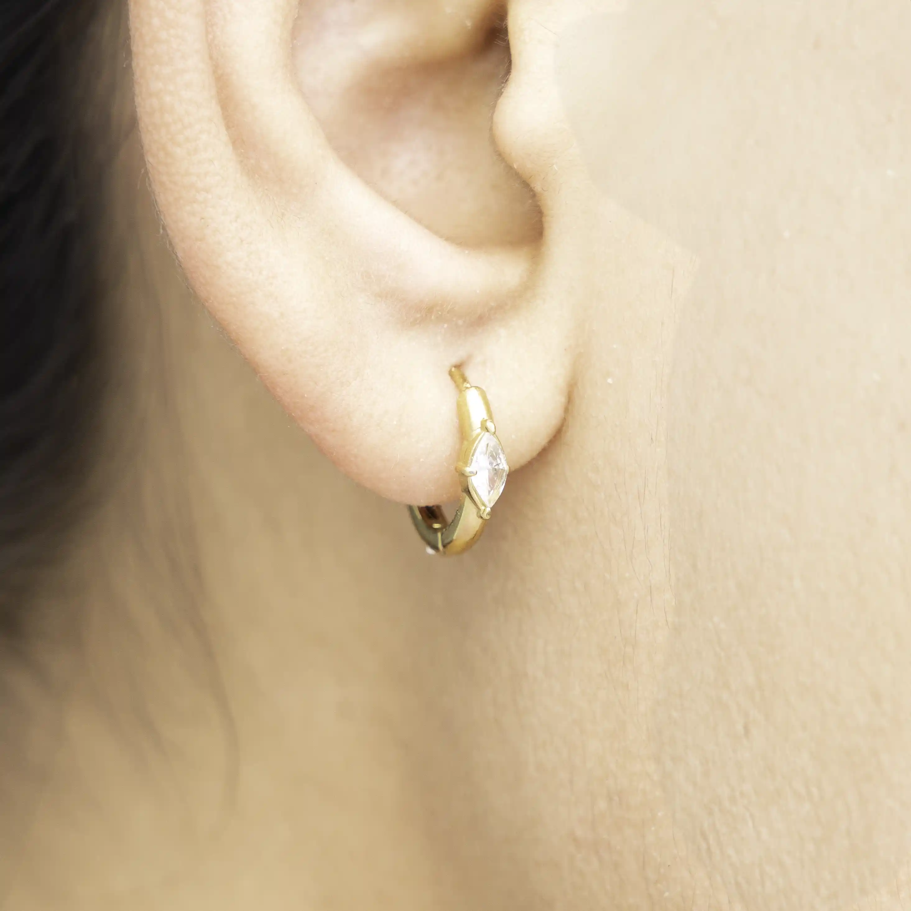 10mm Marquise Diamond Gold Hoops - Image 2