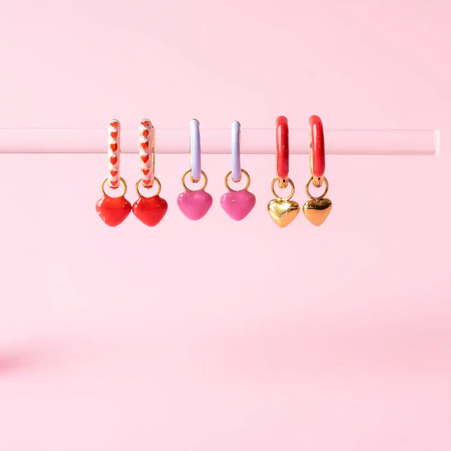 Cherry Gloss Heart Hoop Charms - Image 3