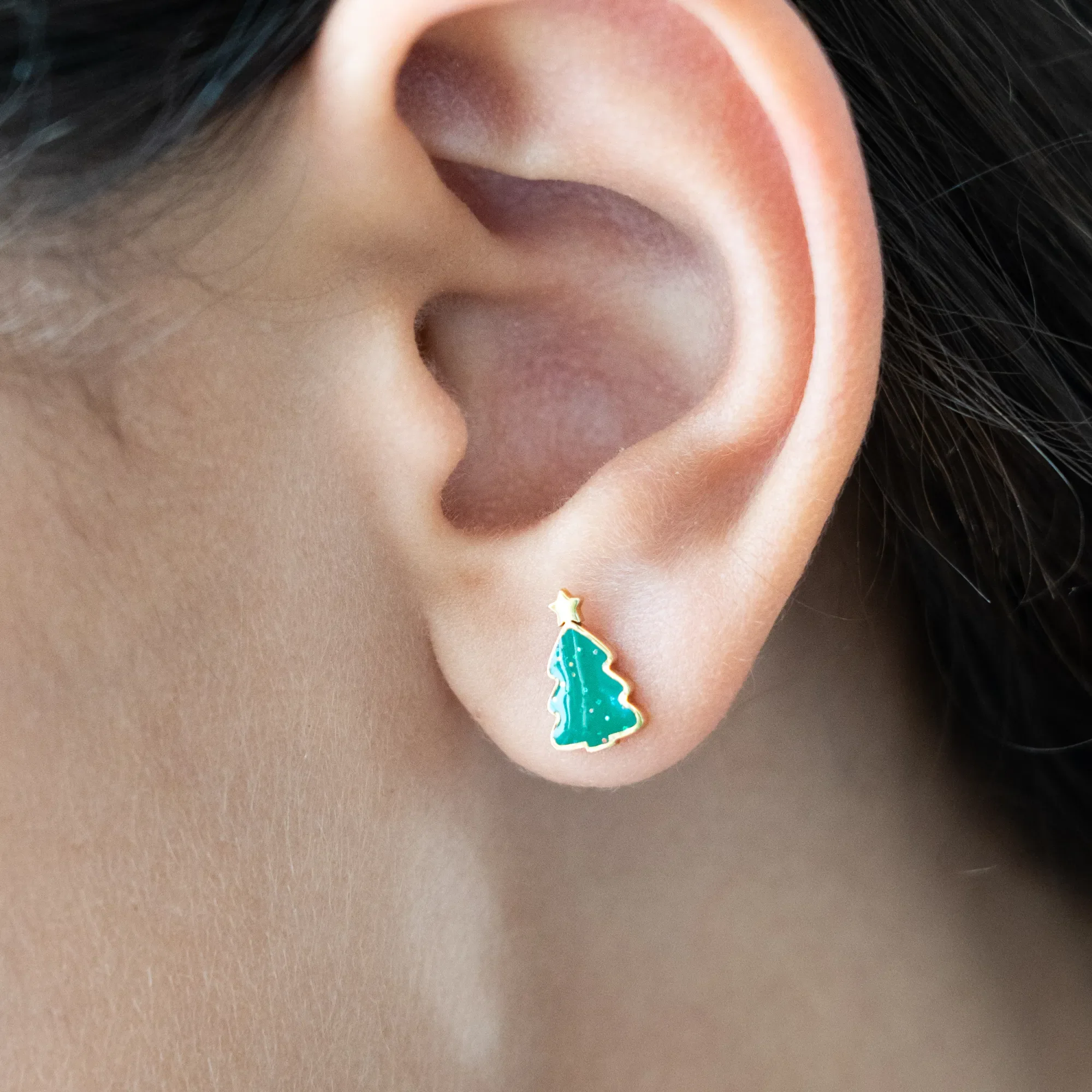 Christmas Tree Sparkle Studs with 9mm (Longer) Posts - Image 2