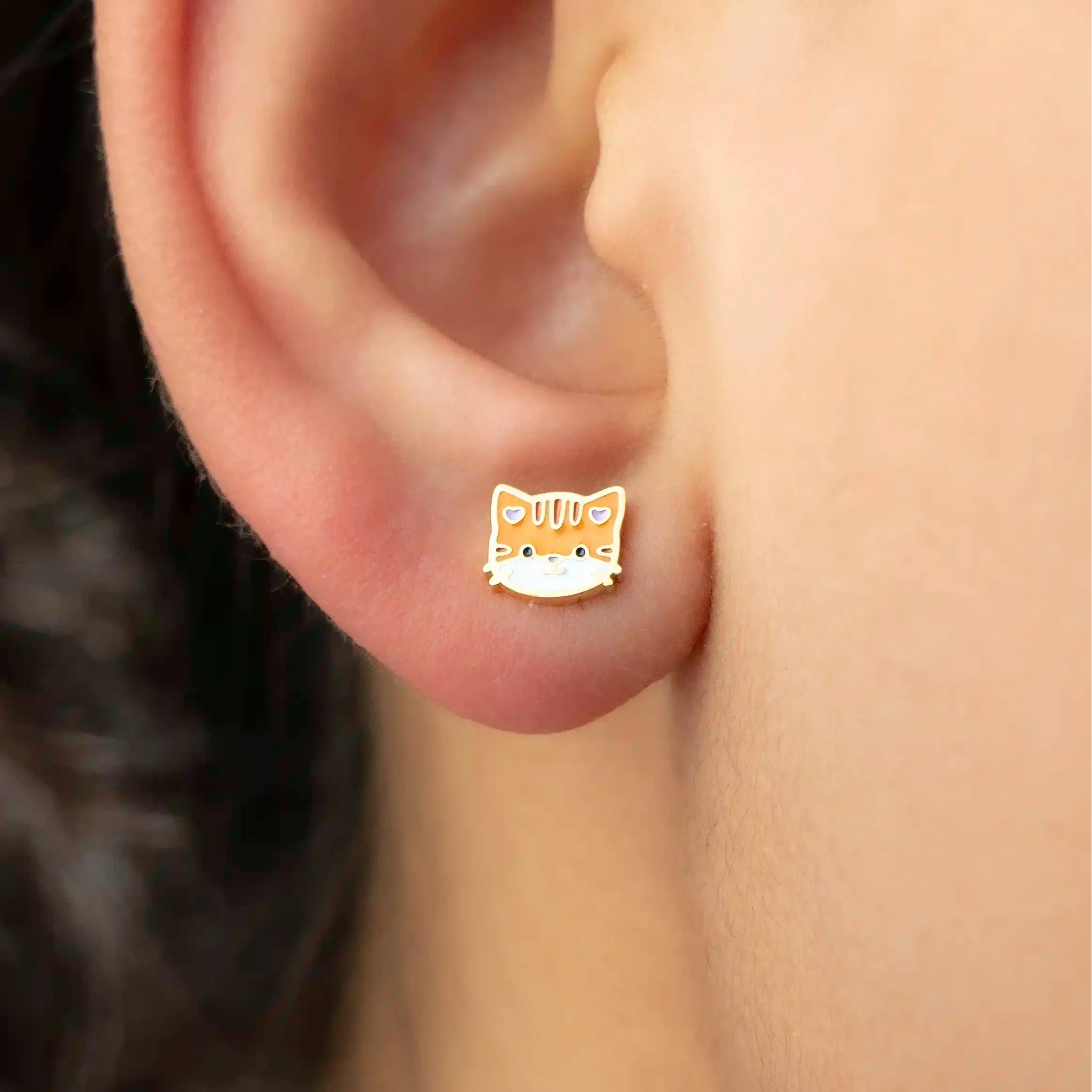 Cute Tabby Cat Studs - Image 2