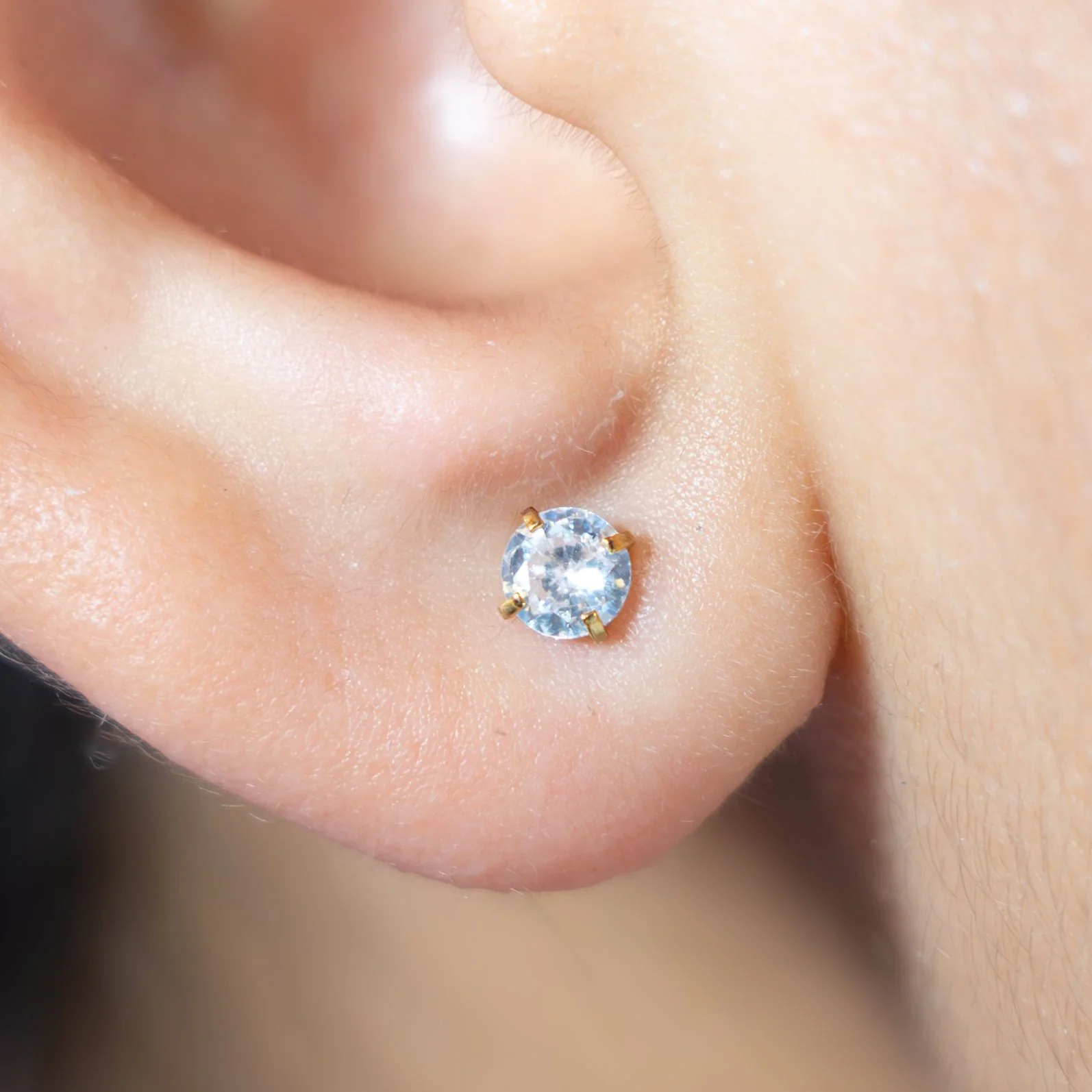 CZ Diamond Gold Studs - Image 2