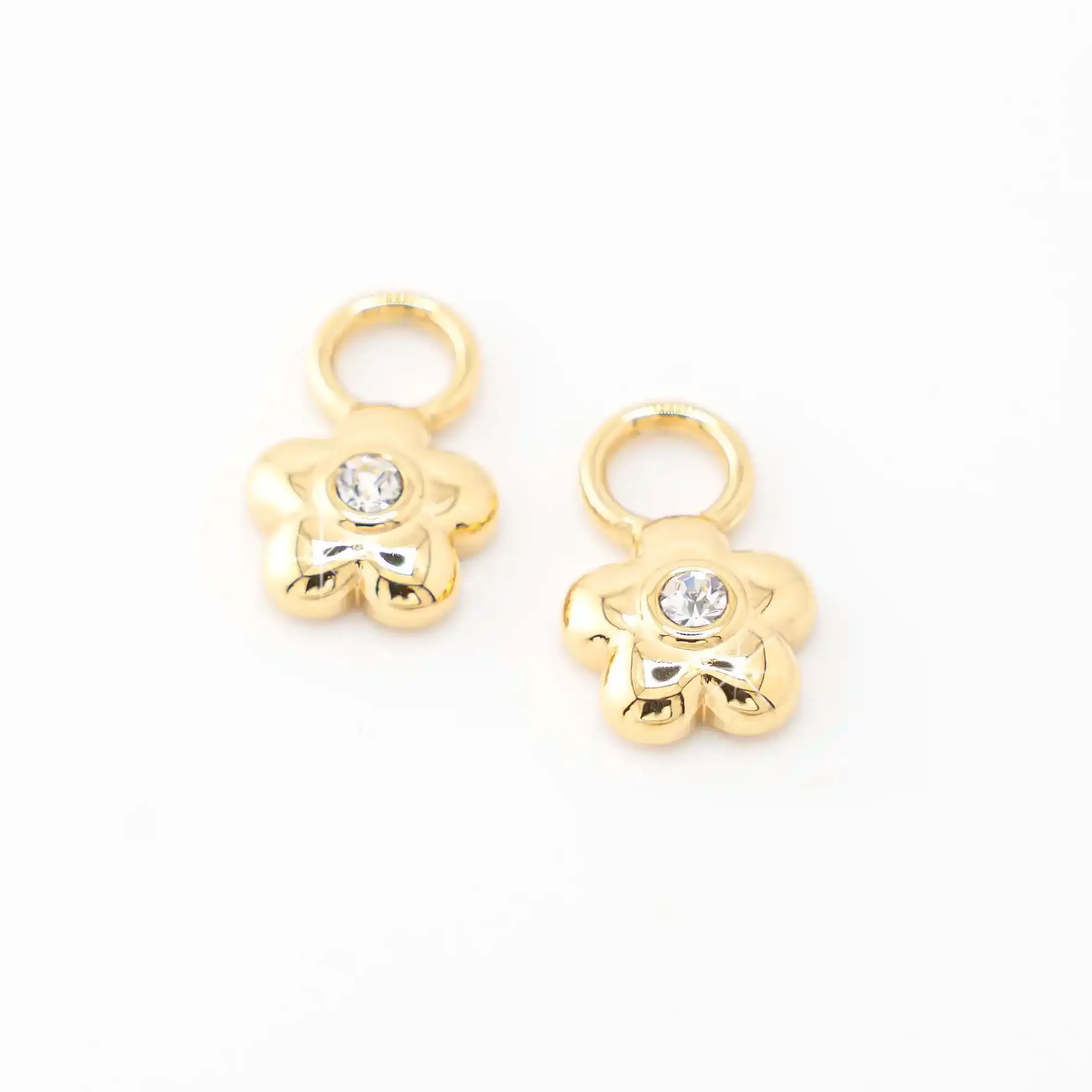 Golden Bloom Crystal Huggie Hoop Charms
