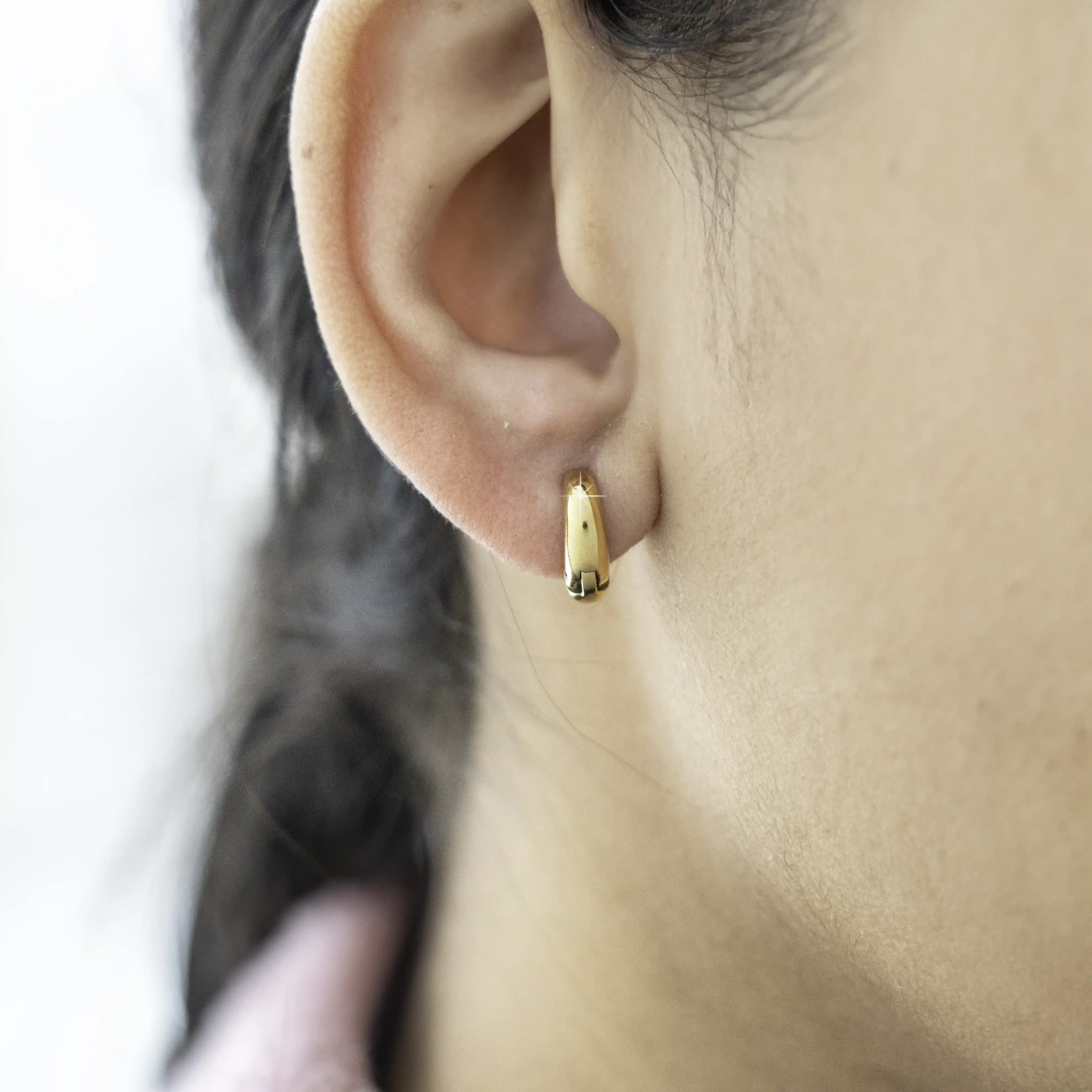 Golden Drop 8mm Huggie Hoops - Image 2