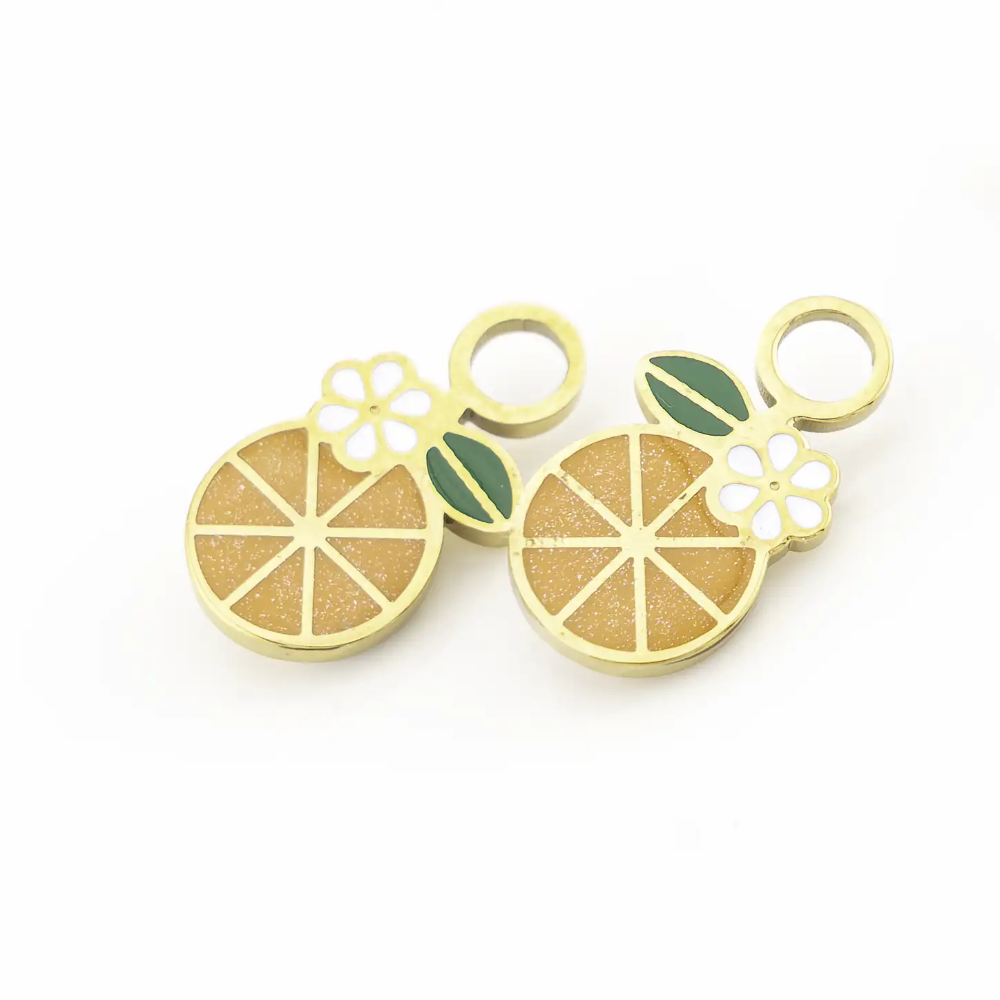 Orange Blossom Sparkle Huggie Hoop Charms