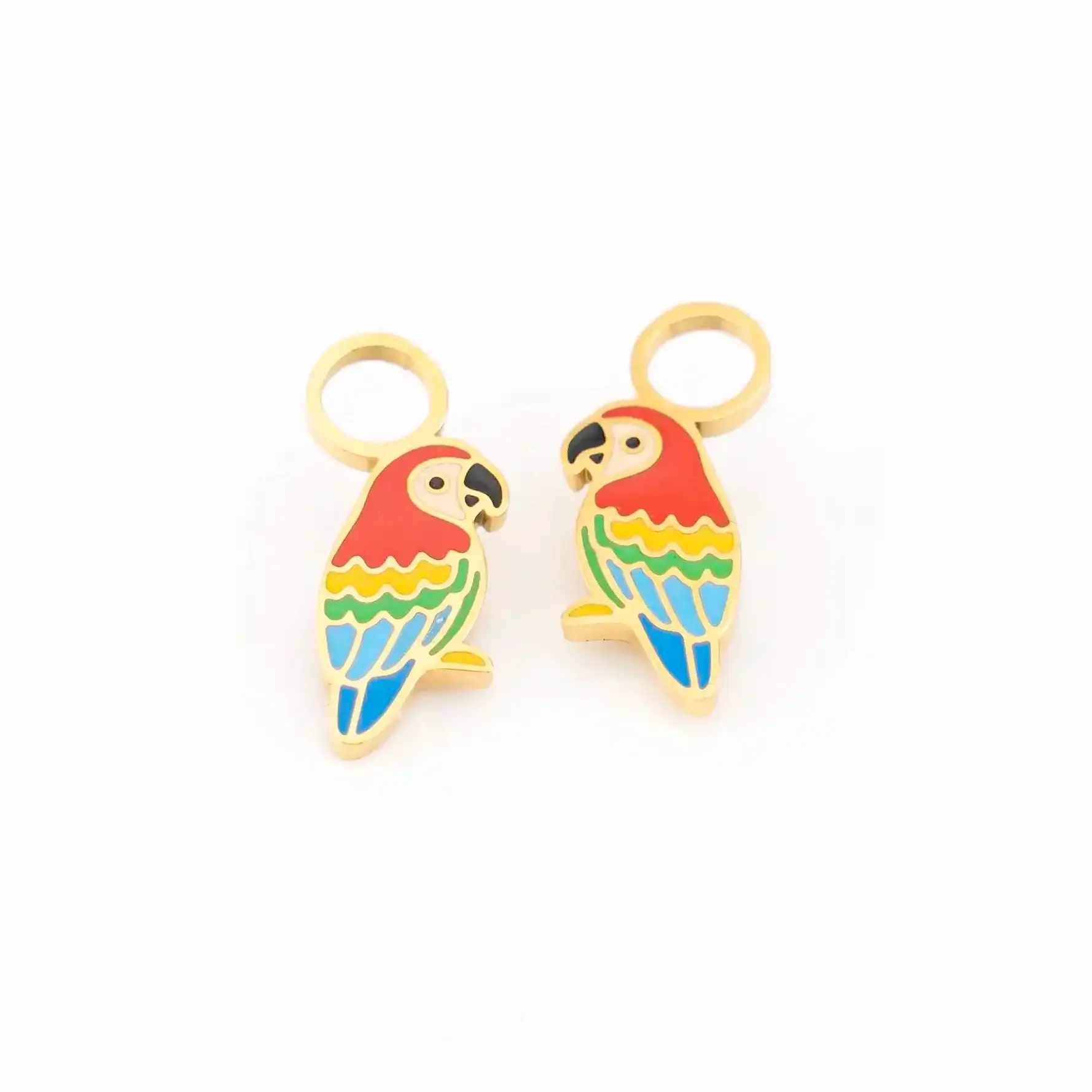 Scarlet Macaw Huggie Hoop Charms