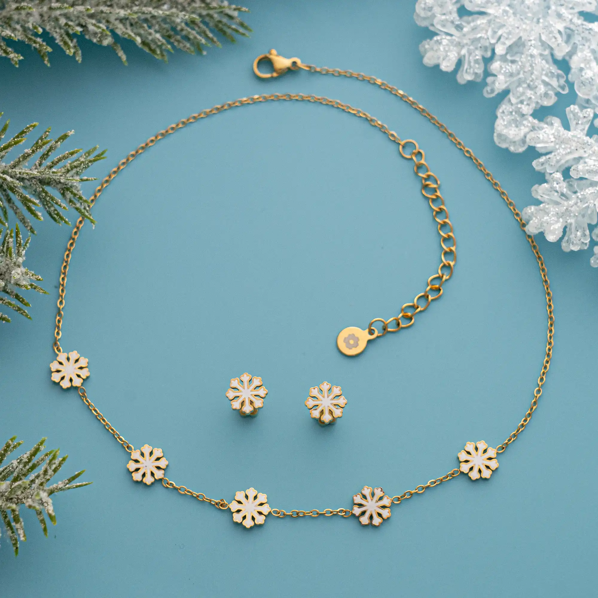 Snowflake Necklace and Studs Set