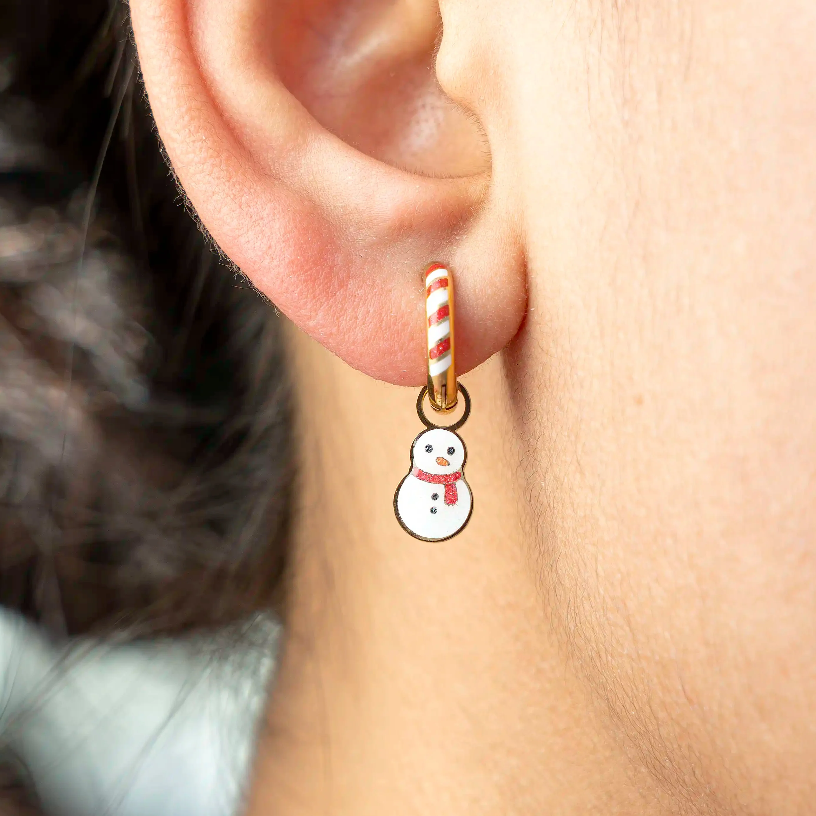 Snowman Sparkle Huggie Hoop Charms - Image 2