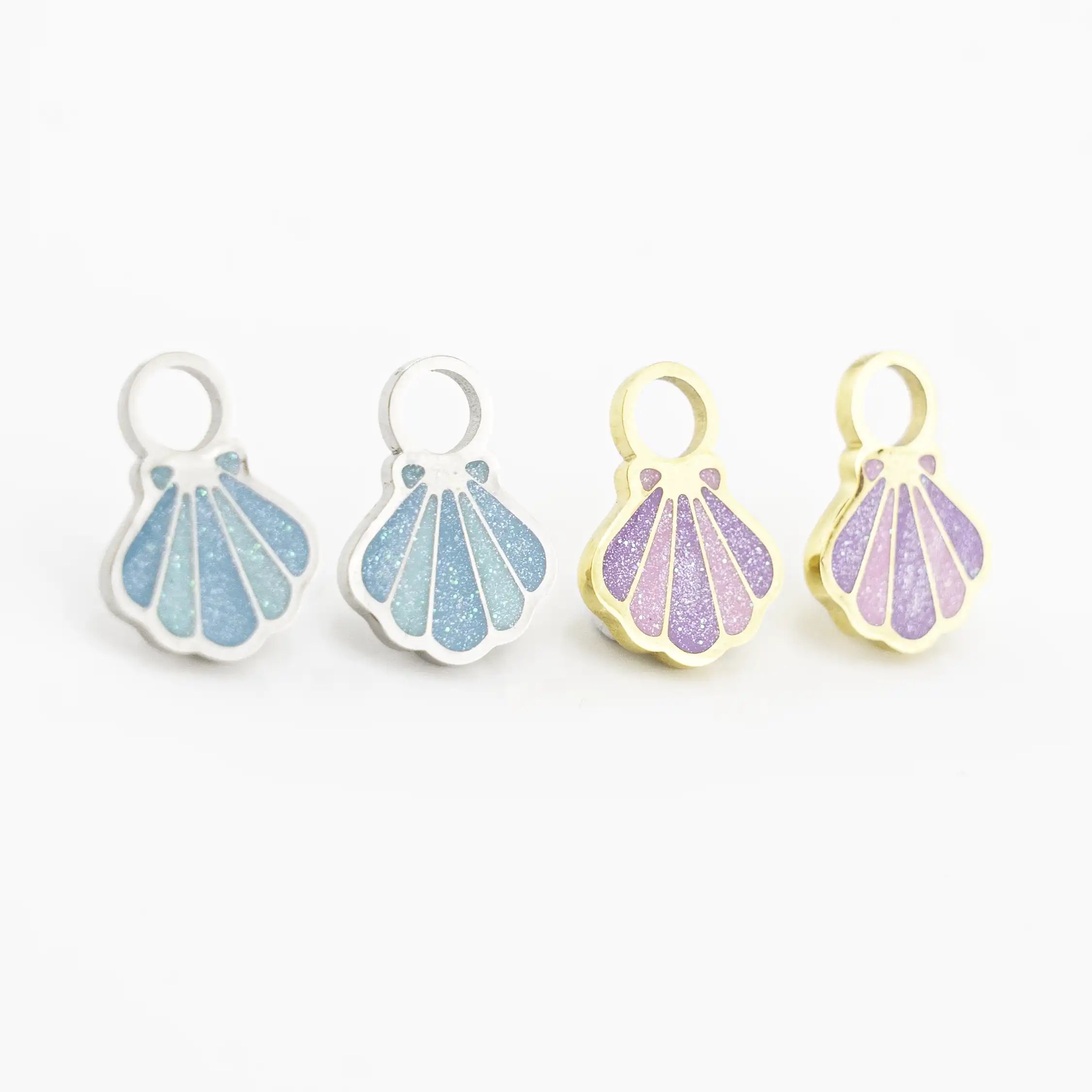 Sparkle Seashell Hoop Charms - Pink Purple Gold - Image 4