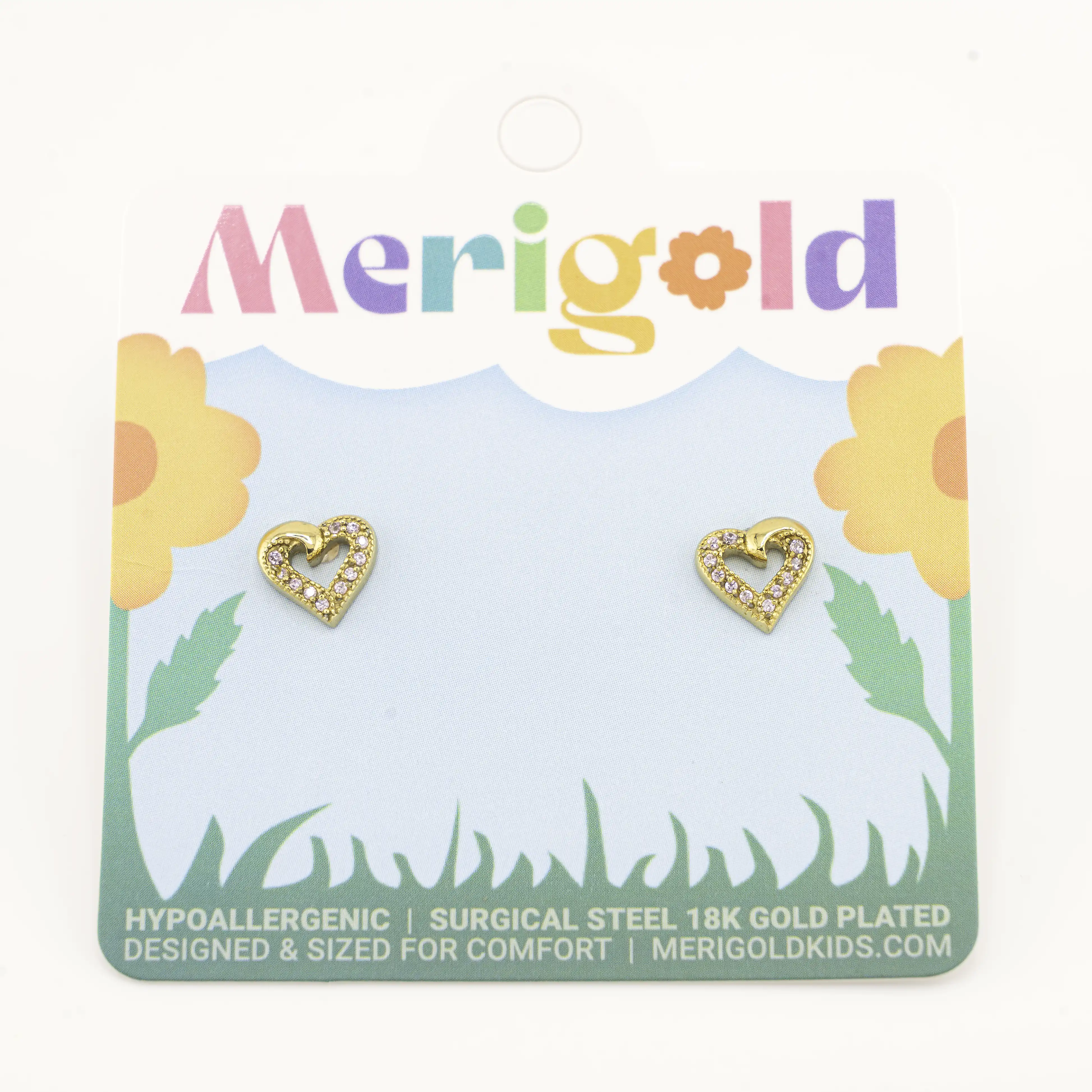 Sparkling Heart Studs with Flat Screw Backs - Image 3